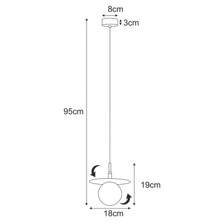 Lampa wisząca z czarną tarczą o regulowanym kącie nachylenia K-5370 SANTE