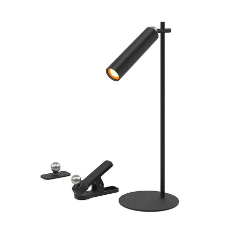 Lampka Biurkowa V-TAC 4w1 37cm Kinkiet Klips Latarka 3W LED Czarna 