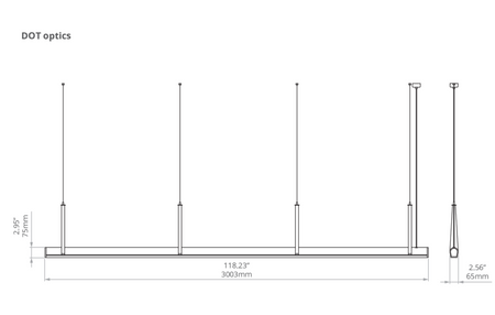 Kluś Lampa wisząca LED Tulip TU BEAM ZW L=3003mm, DOT, 36W, 3000K, DALI, COASTAL