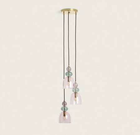 Lampa Wisząca z Metalu i Szkła Tri Baudelaire 3xE14 Pudrowy Róż