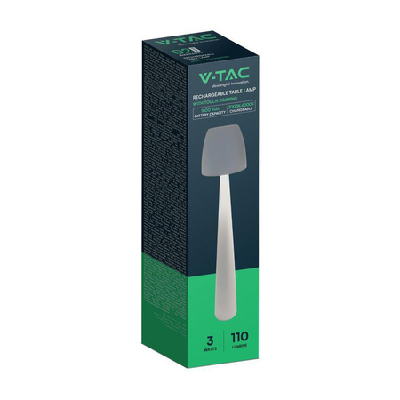 Lampka Biurkowa Nocna V-TAC 3W LED 37cm Ładowanie USB Ściemnianie Biała 
