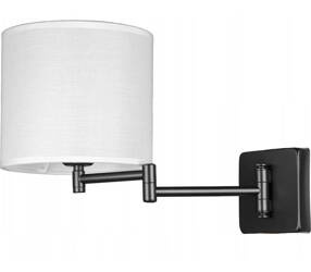 Kinkiet regulowany z białym abażurem czarny hotelowy