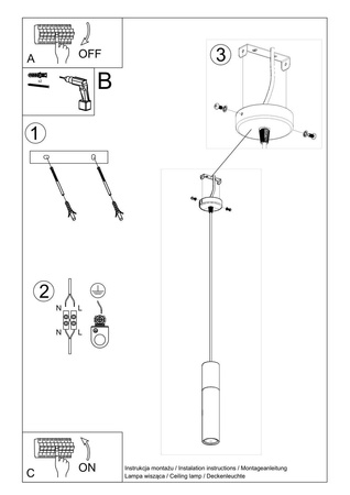 Lampa wisząca BORGIO 1 biały