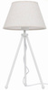 Lampa stołowa biała NEPTUN Mini z lnianym abażurem Karo i włącznikiem
