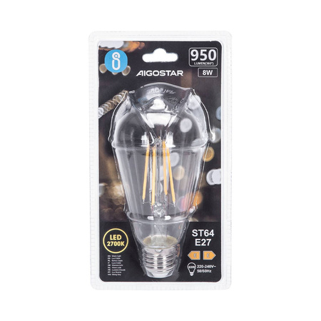 Żarówka LED Filament Przezroczysta ST64 E27 8W ciepła