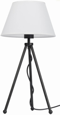 Lampa stołowa czarna NEPTUN Mini z białym abażurem Karo i włącznikiem
