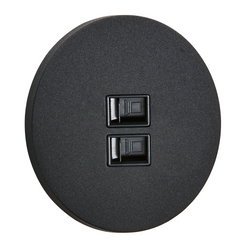 Gniazdo 2xRJ45 podtynkowe okrągłe metalowe TOGGLICA ROUND czarny mat