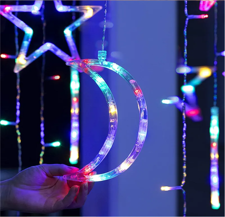 Łańcuch świetlny kurtynka Księżyce i Gwiazdy 6W Multicolor 3,5m