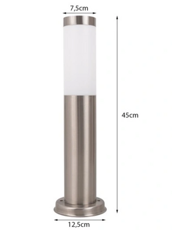 Słupek ogrodowy srebrny okrągły 1xE27 lampa IP44 45cm z czujnikiem ruchu 