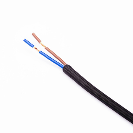 Przewód w oplocie kabel z wtyczką 2m czarny