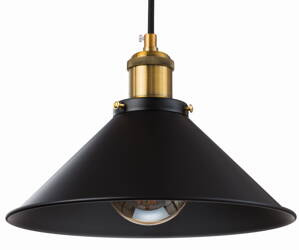 Lampa wisząca metalowy czarny klosz stożek
