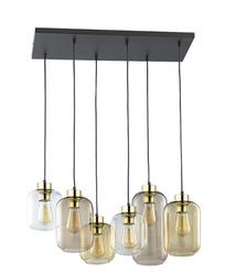 Lampa wisząca Szklana MARCO BROWN  6 x E27 Transparent + miodowy + brązowy