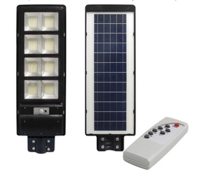 Lampa LED solarna uliczna czarna 360W 6000K zimna IP65 czujnik ruchu i zmierzchu + pilot