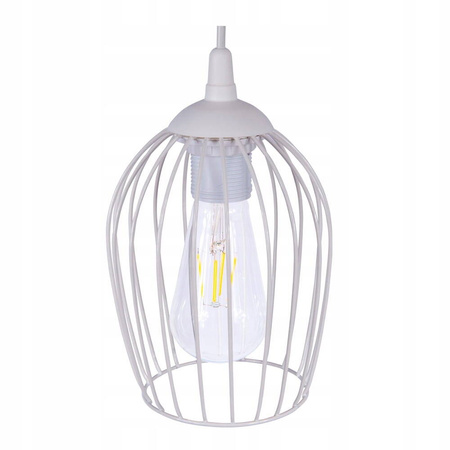 Lampa wisząca sufitowa OWAL LOFT druciana biała