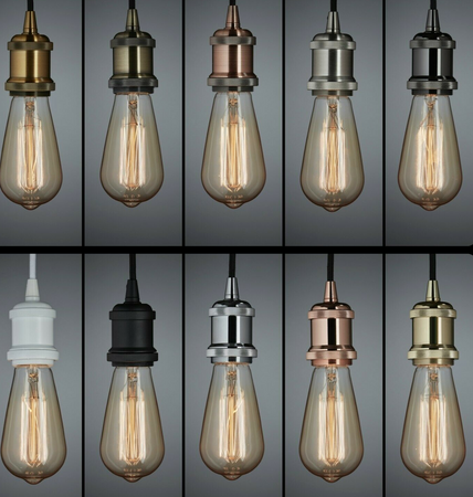 Metalowa oprawka dekoracyjna Loft dla żarówki E27 czarny mat