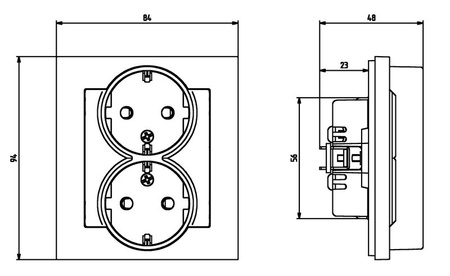 Ospel Sonata Kaszmir Gniazdo podwójne z uziemieniem schuko kompletne z ramką GP-2RS/82