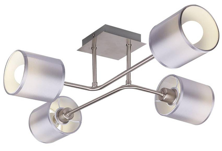 Lampa sufitowa satyna nikiel tkany abażur 4x40W Sax Candellux 34-70685