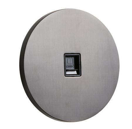 Gniazdo RJ45 podtynkowe okrągłe metalowe TOGGLICA ROUND grafit szczotkowany