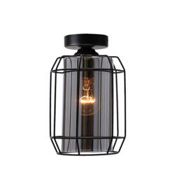 Lampa sufitowa Jonera czarna 1xE27 klosz dymiony 31-08404