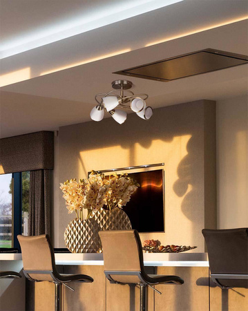 Ponadczasowy plafon z mlecznymi kloszami K-JSL-6059/5 AB z serii PLATO