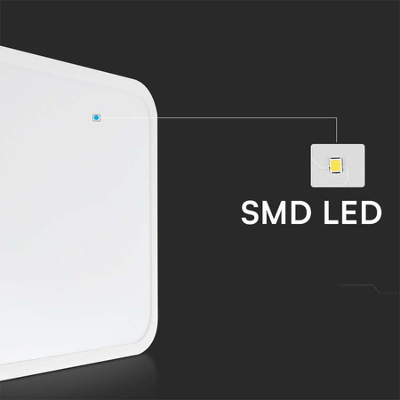 Plafon V-TAC 36W LED Kwadrat 42x42cm Natynkowy Pilot Czujnik Ruchu IP44 Biały VT-8630S 4000K 3820lm