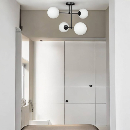 Lampa sufitowa czarna Milano Tower 4xE14 mleczne kule