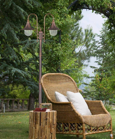 Wysoka dwuramienna latarnia ogrodowa K-8127 CZARNY/ZŁOTY z serii BOSTON