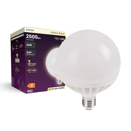 Żarówka LED E27 GLOB G120 24W ciepła 3000K 