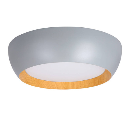 abruzzo lampa sufitowa plafon szaro drewniany klosz biały 14-24114