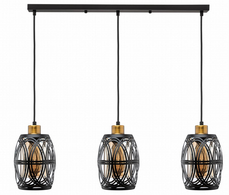 Lampa wisząca na listwie  witrażowa czarna metalowa  