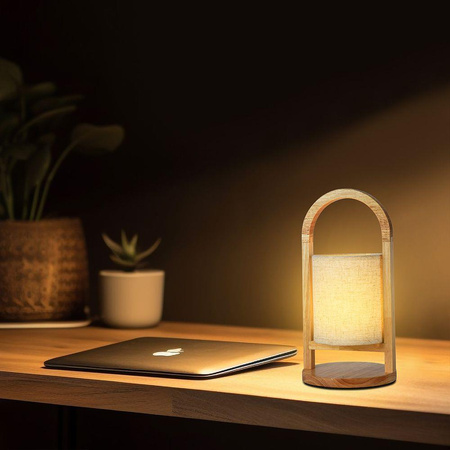 Lampka Biurkowa Nocna V-TAC 1,5W LED Ładowanie Ściemnianie Drewno 