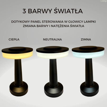 Lampka stołowa dotykowa LED czarna IP20