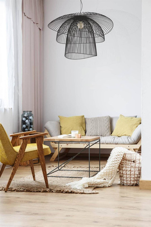 Designerski, druciany, duży żyrandol do salonu KP-12 z serii PLAZA