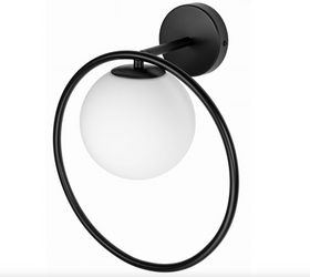 Kinkiet czarny Milano Lune mleczna kula