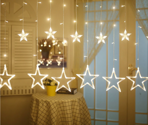 Łańcuch Swietlny Kurtynka Gwiazdy 2,5m barwa Ciepła