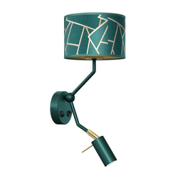 Kinkiet ZIGGY GREEN Gold/Bottle green  1xE27+1x mini GU10