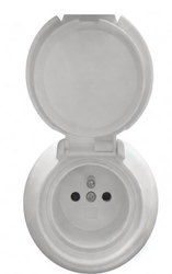 Gniazdo  podtynkowe z uziemieniem hermetyczne IP44 białe z ramką Retro