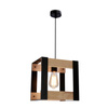 Lampa wisząca czarna metalowa + drewno 40W E27 Varna 31-78513