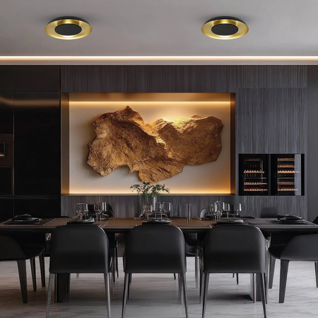 Lampa sufitowa Piattino Czarny Złoty 30W LED 3000K-4000k-6000K