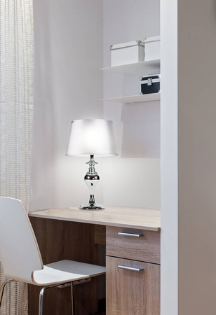 Lampka stołowo gabinetowa PRIMA 1xE27 abażur chromowy