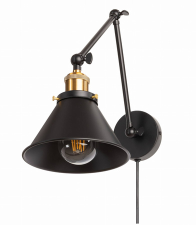 Kinkiet regulowany z kablem klosz stożek NEW Antic Brass