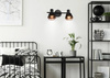Lampa ścienna/sufitowa czarna klosz miedziany 2xE14 40W Neria 