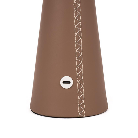 Lampka Biurkowa Nocna V-TAC 3W LED 33cm CCT Ładowanie USB-C Ściemnianie Brązowa Skóra 
