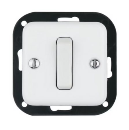 Włącznik ceramiczny podtynkowy dzwonkowy kwadrat biały bez ramki