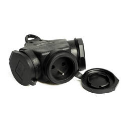 Rozgałęźnik trójgniazdowy gumowy  16A 3x2P+Z+ zatyczka IP44