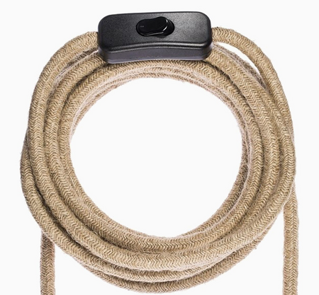 Przewód w oplocie z włącznikiem juta naturalna 2m