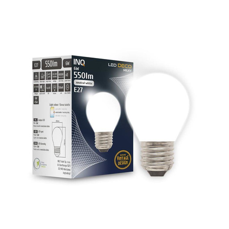 Żarówka FILAMENT LED G45 kulka E27 6W neutralna  4000K