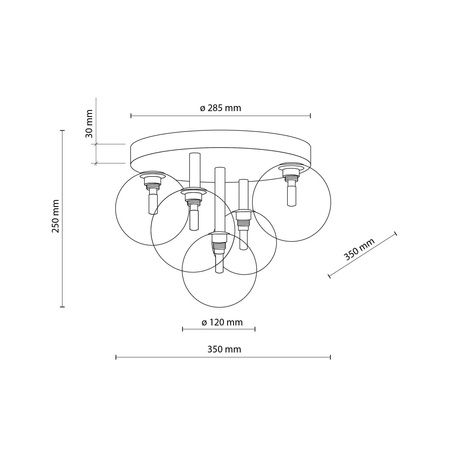 Lampa sufitowa NILOS Black/Gold 5xG9