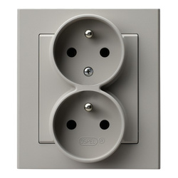Ospel Sonata Kaszmir Gniazdo podwójne z uziemieniem z funkcją niezamienności faz, kompletne z ramką GP-2RC/82