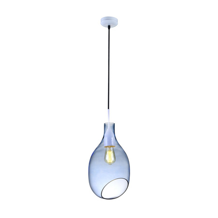 Nowoczesna lampa wisząca szklana błękitna bańka 